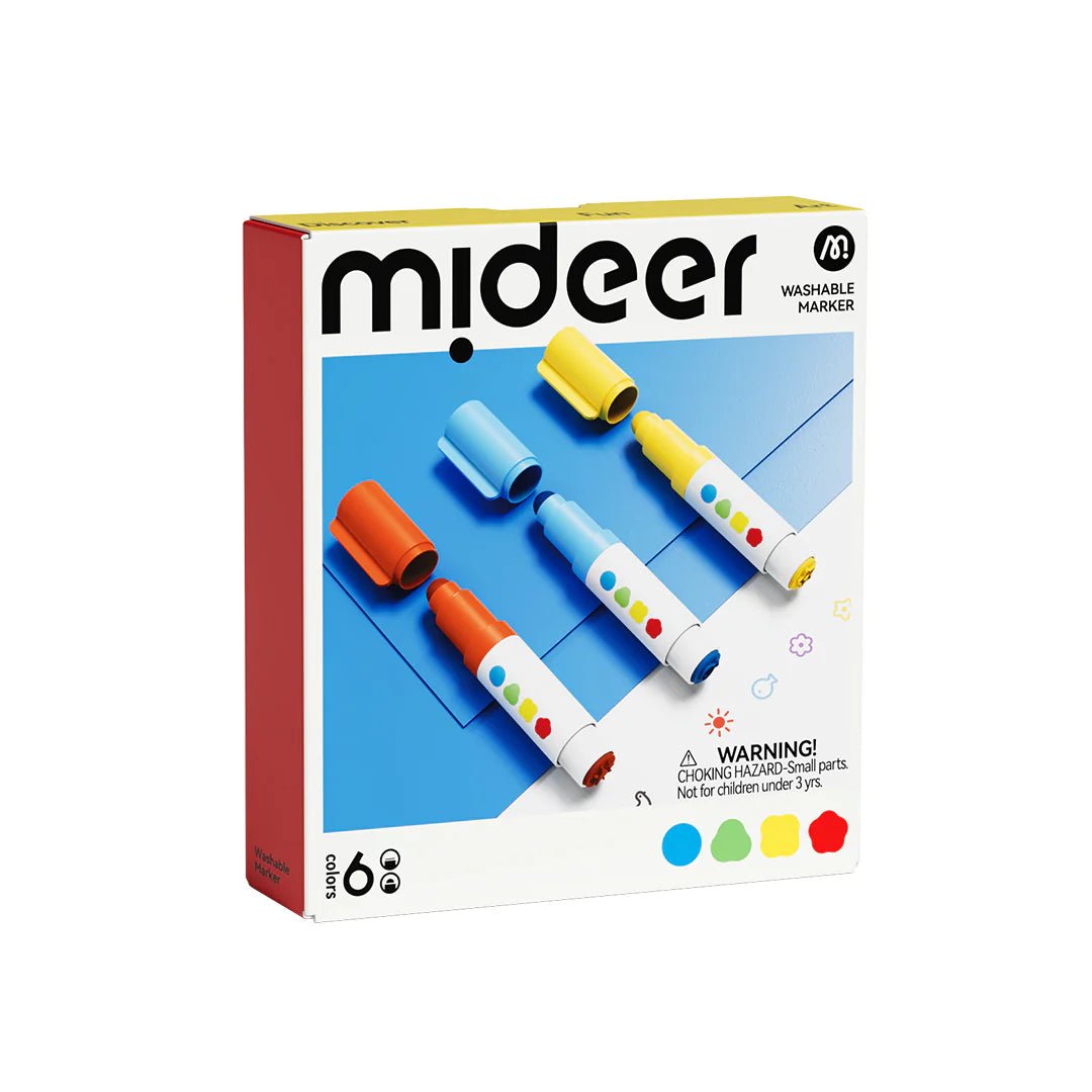 Mideer Dual Tip Washable Markers - 6Pcs