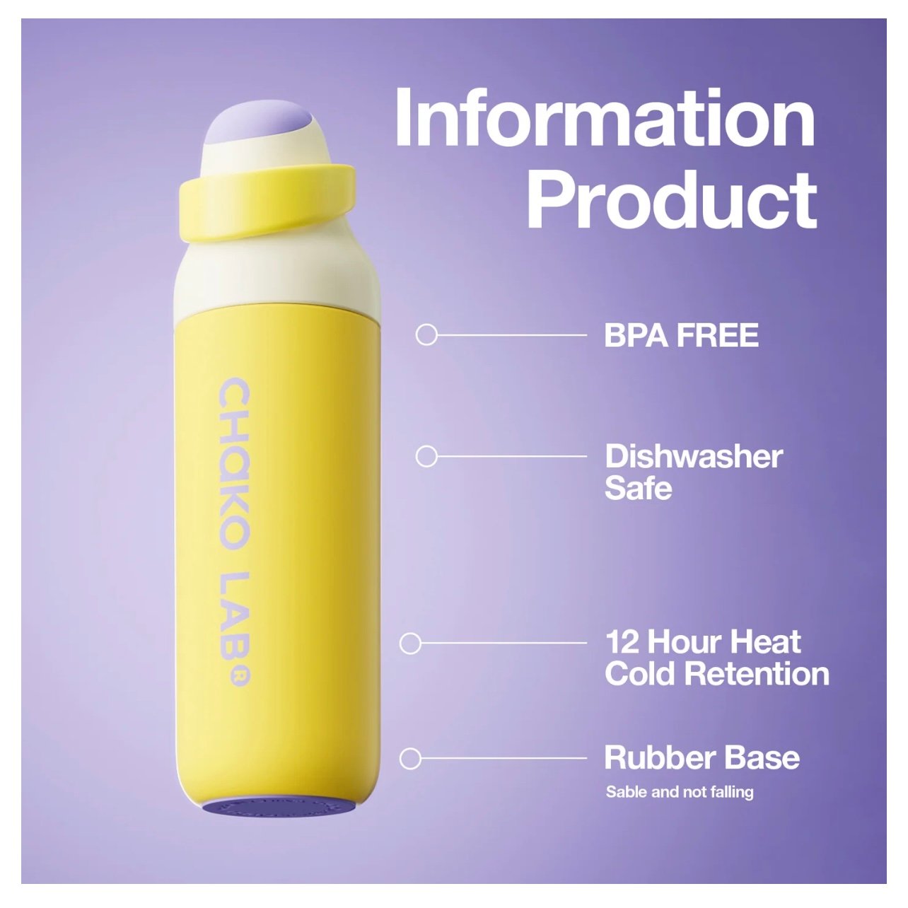 Chako Lab Kada Insulated Water Bottle 700ml (Yellow) - Image 7