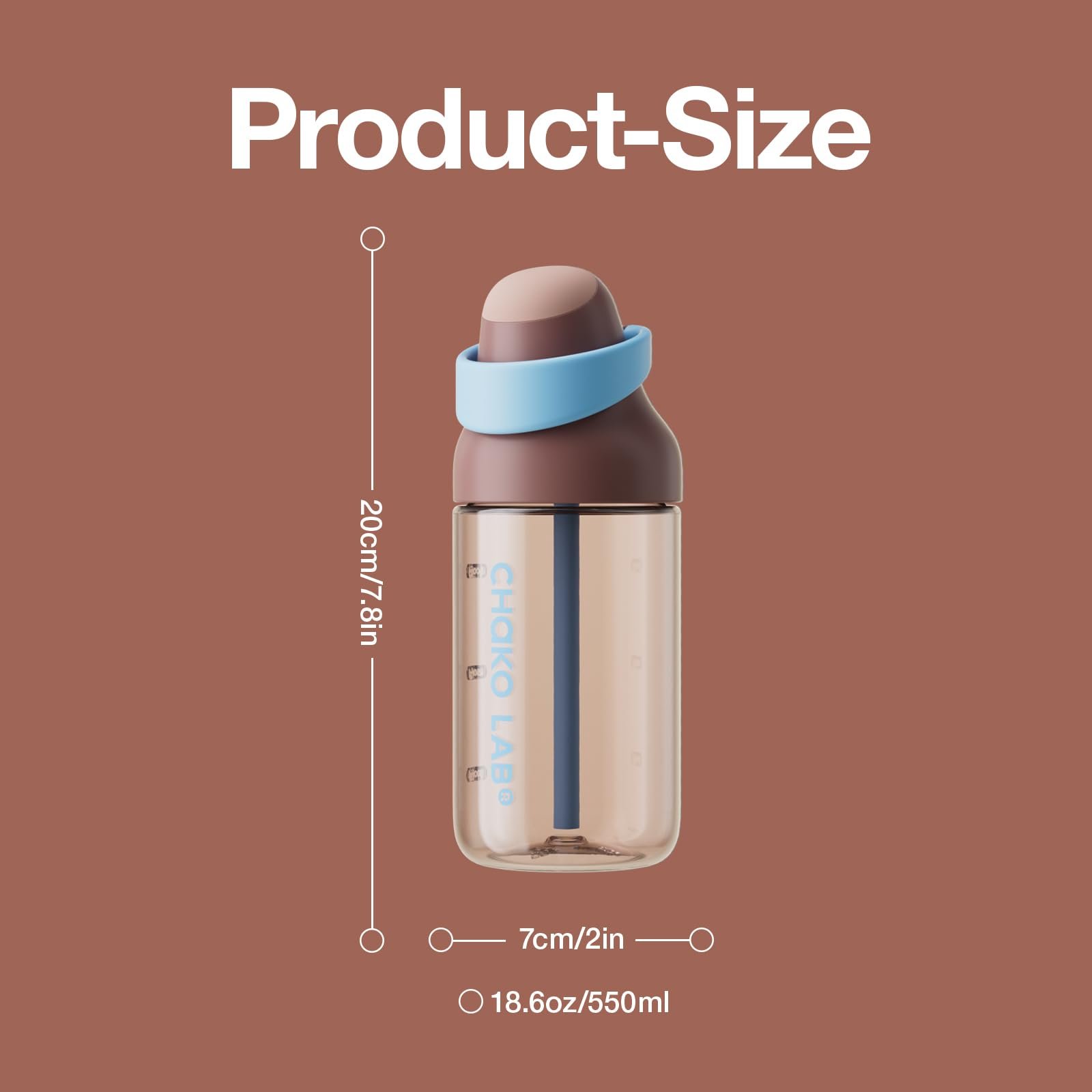 Chako Lab Kada Tritan Water Bottle 550ml (Brown) - Image 7