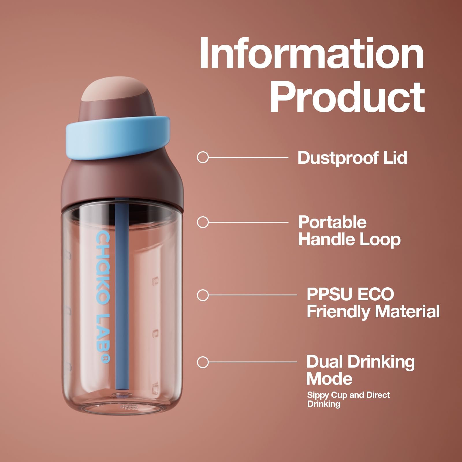 Chako Lab Kada Tritan Water Bottle 550ml (Brown) - Image 6