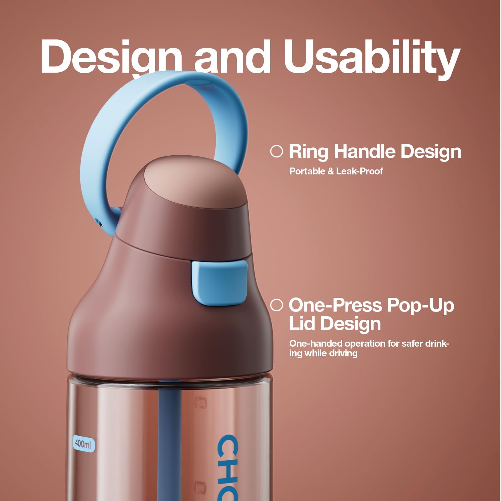 Chako Lab Kada Tritan Water Bottle 550ml (Brown) - Image 5